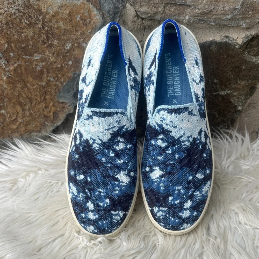 Rothy's x The Butcher's Daughter Indigo Shibori Slip On Loafer Sneaker size 9.5